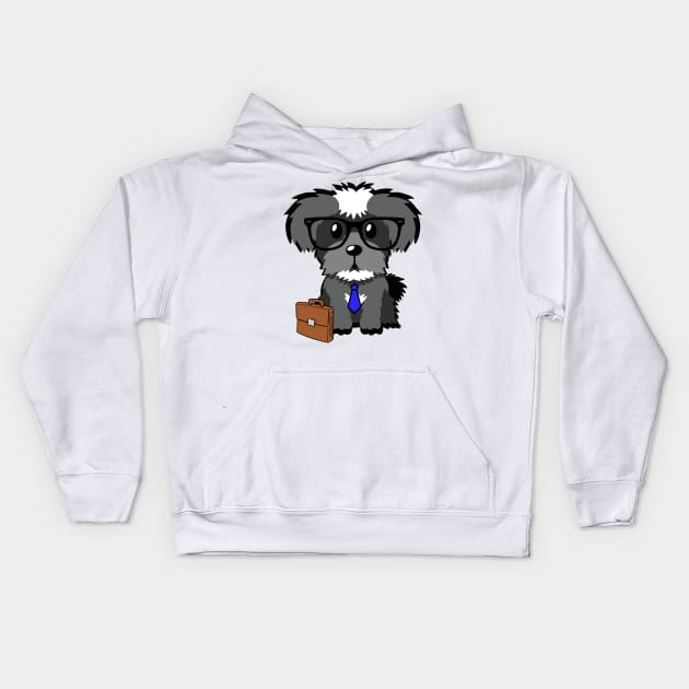 Funny schnauzer is on the way to work Kids Hoodie by Pet Station